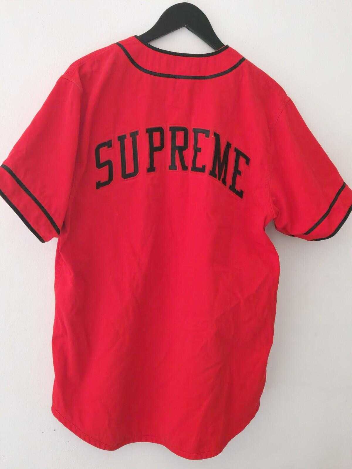FW13 Supreme Baseball Shirt size L Large Rare Red 2013 Vintage Chenille S logo