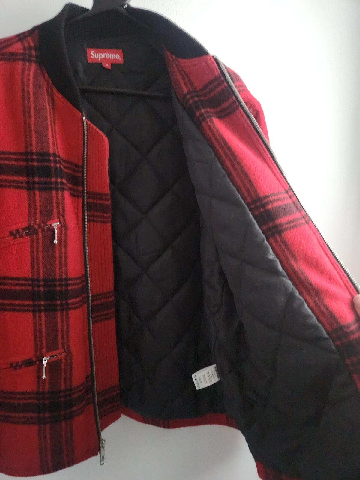 SS19 Supreme Zip Car Wool Jacket Red Size M