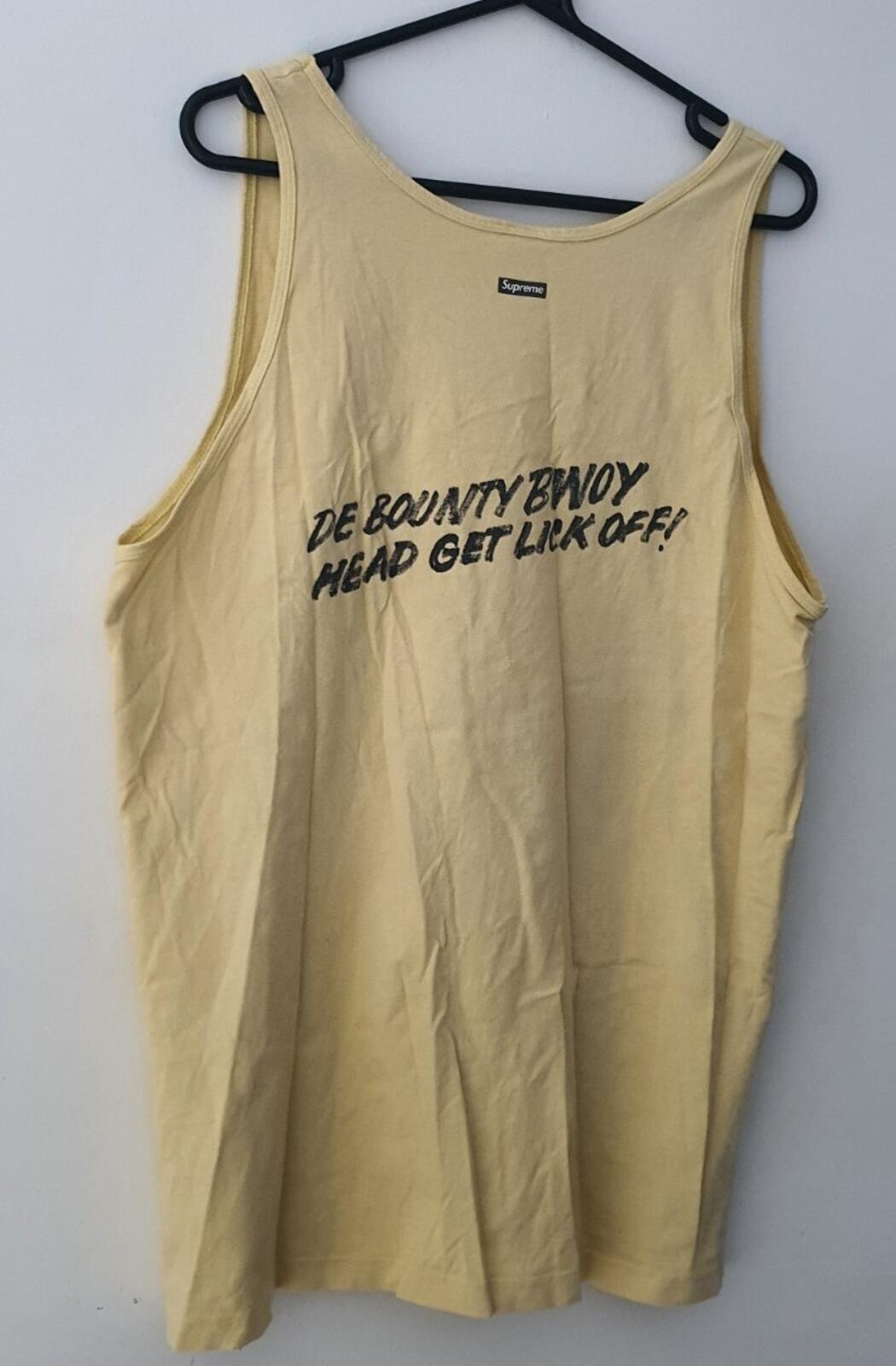 SS16 Supreme Barring Levy Jah Life Bounty Hunter Tank Top yellow tee T-shirt XL