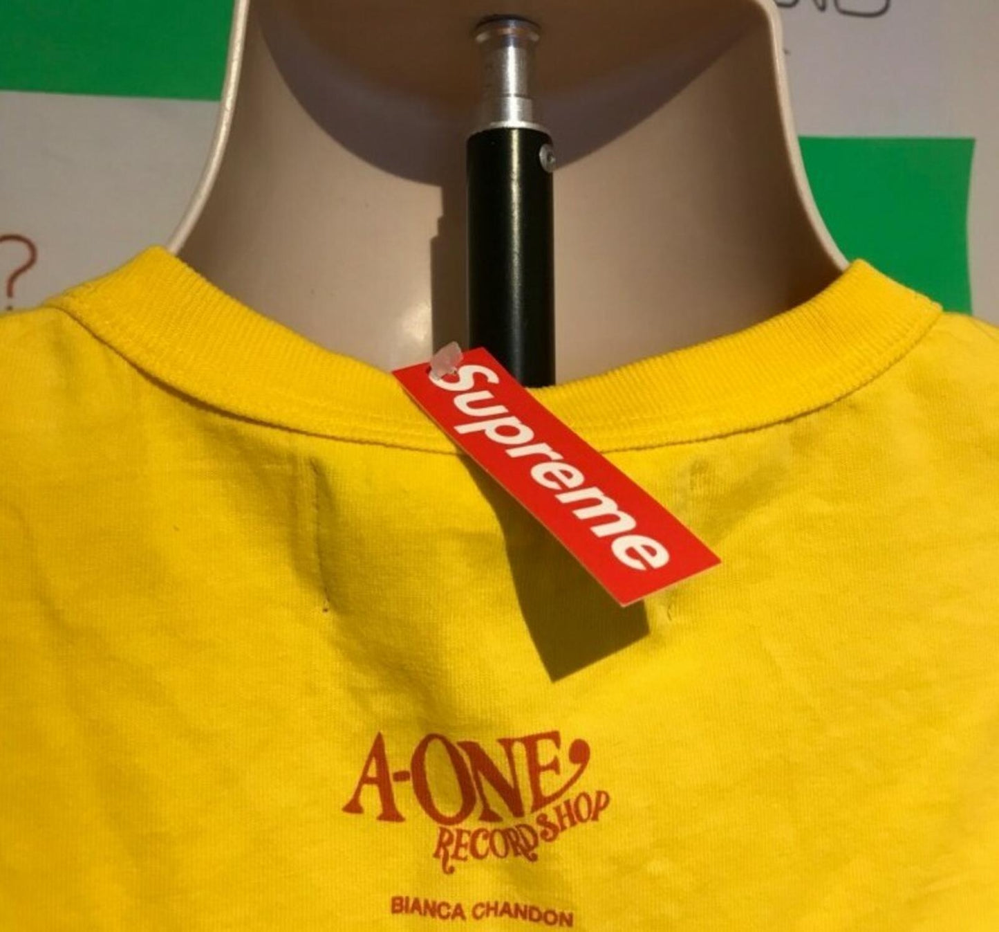 Bianca Chandon x A-1 Record Shop Cockfight yellow Tee size M medium T-shirt New