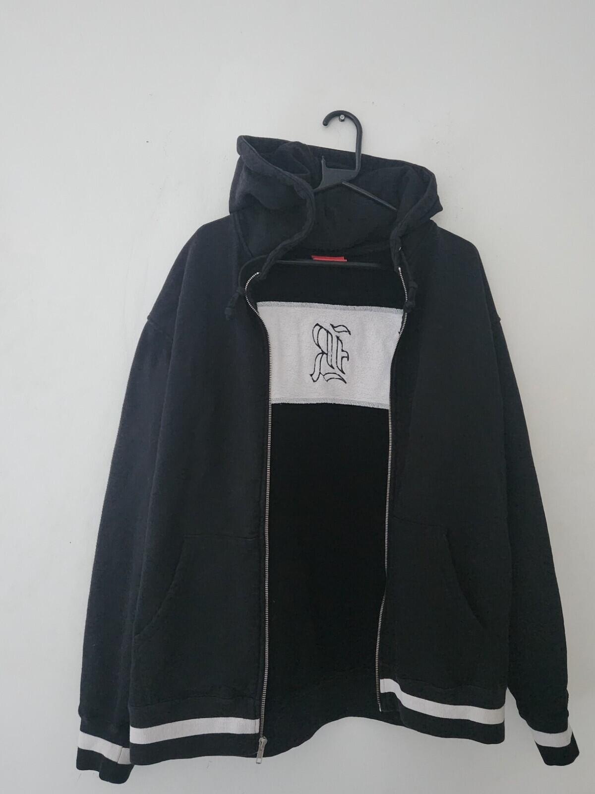 SS19 Supreme Split Old English Stripe Zip Up Hooded Sweatshirt L Large Hoodie
