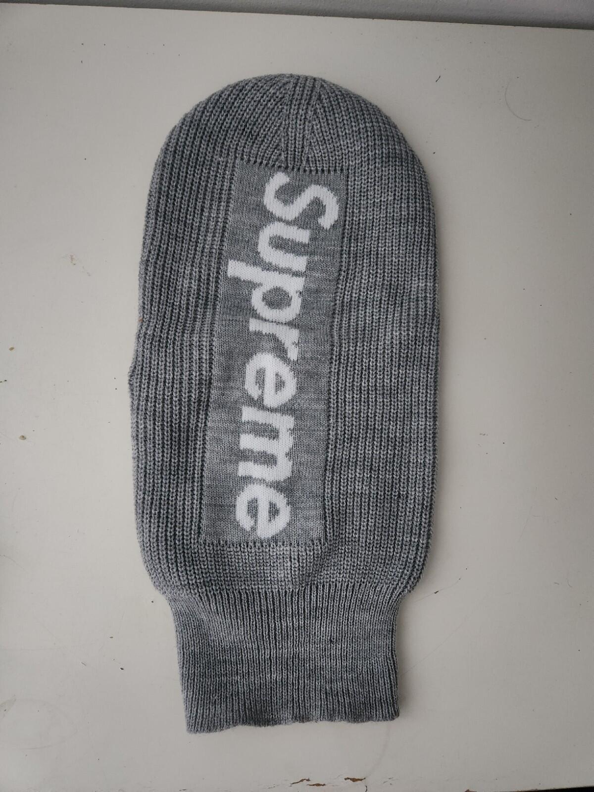 FW20 Supreme New Era Balaclava Heather Grey Jacquard Logo Embroidered