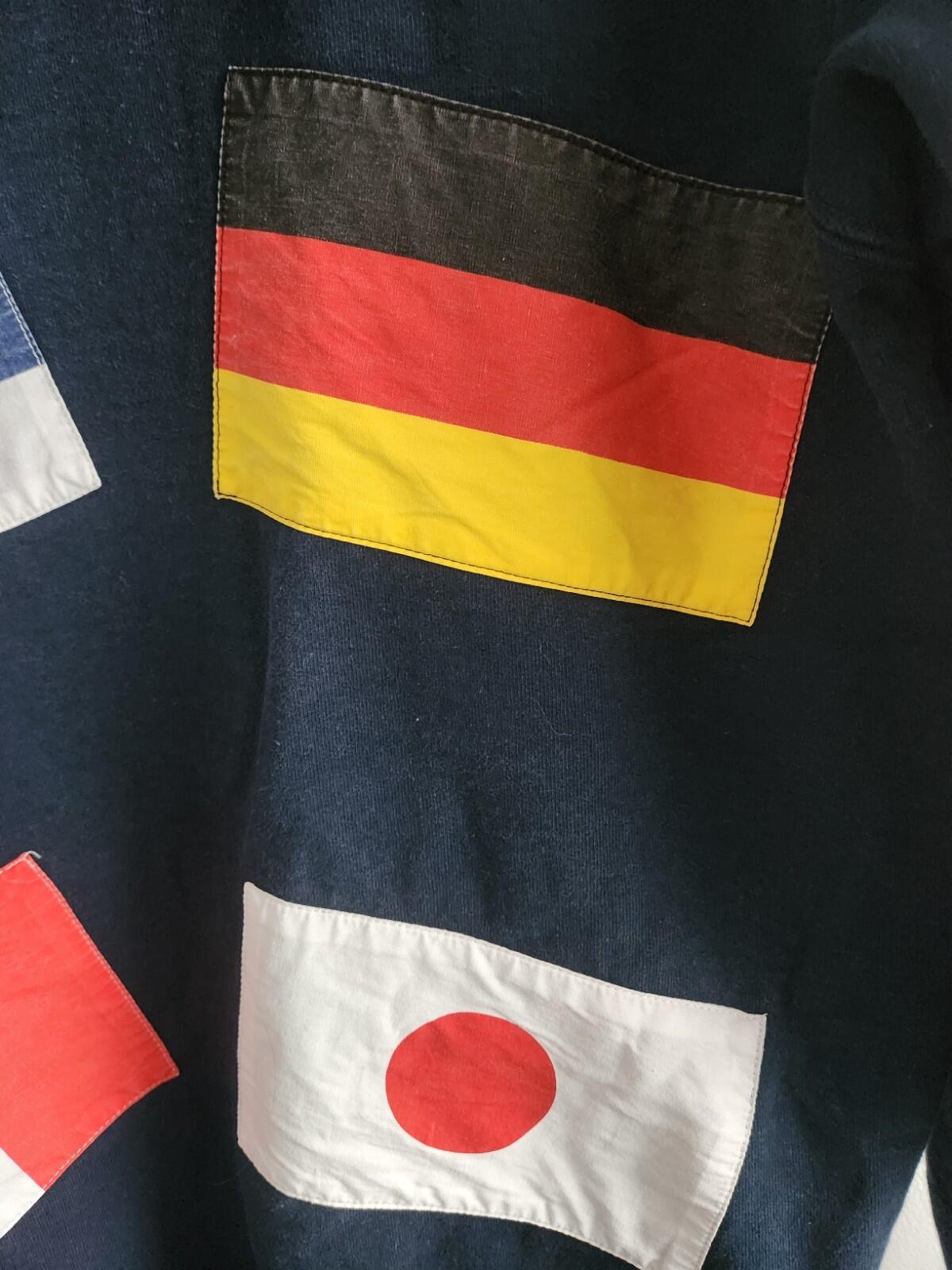 FW13 Supreme Flags Pullover navy hooded sweatshirt size M medium vintage hoodie