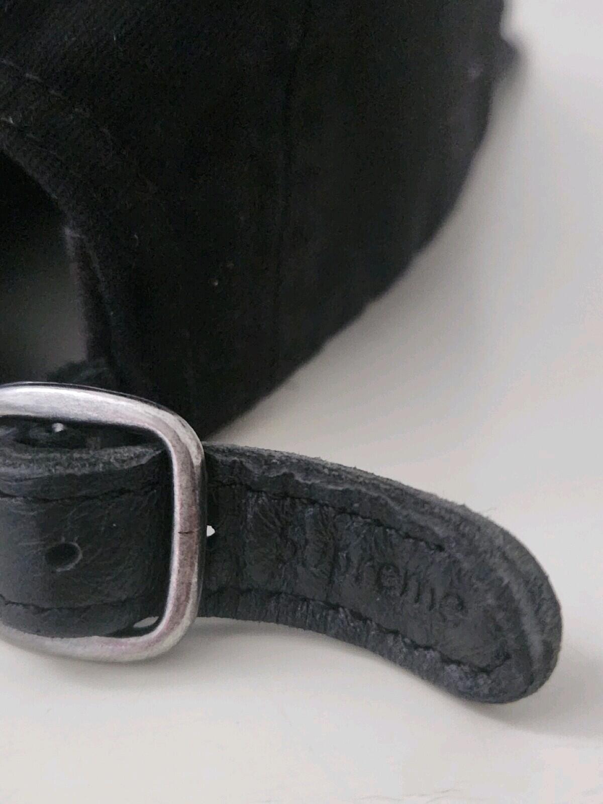 FW23 Supreme Washed Chino Twill Camp Cap Black Leather Strap Hat