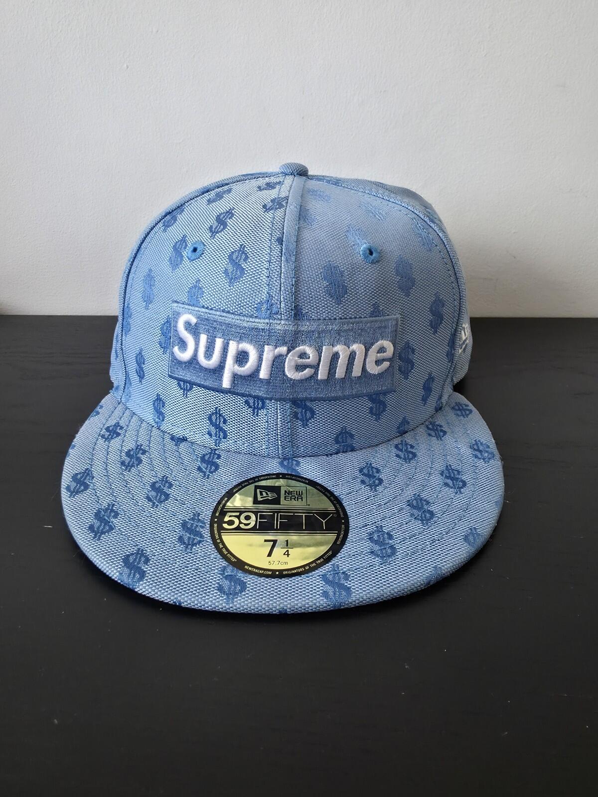 SS18 Supreme Monogram Box Logo New Era Light Blue Size 7 1/2 $ Dollar