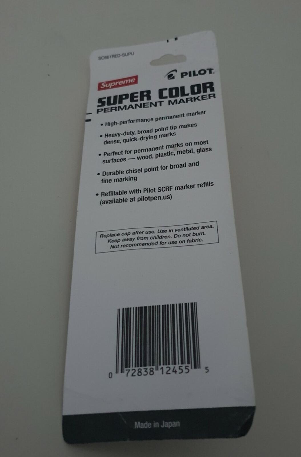 FW18 Supreme Pilot Marker super color permanent marker red New Accessory