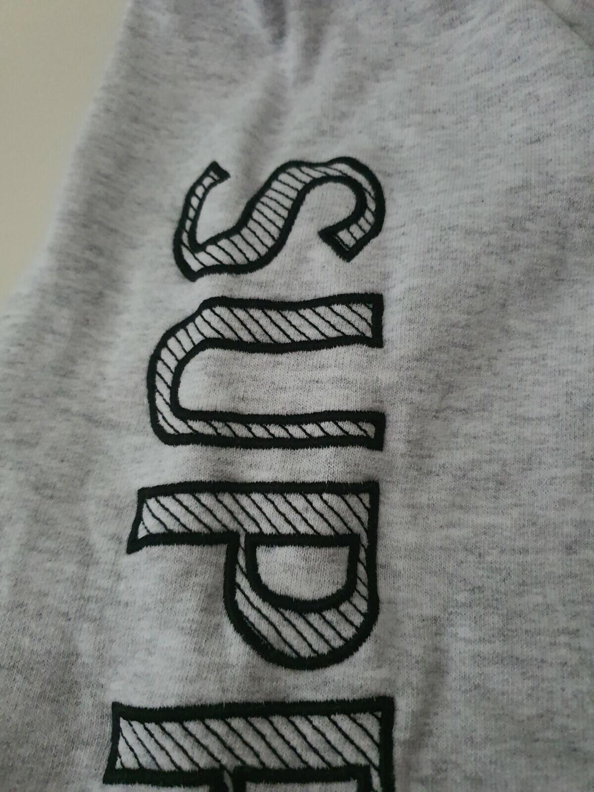 SS18 Supreme Sleeve Embroidery Hooded Sweatshirt Heather Grey Größe XL