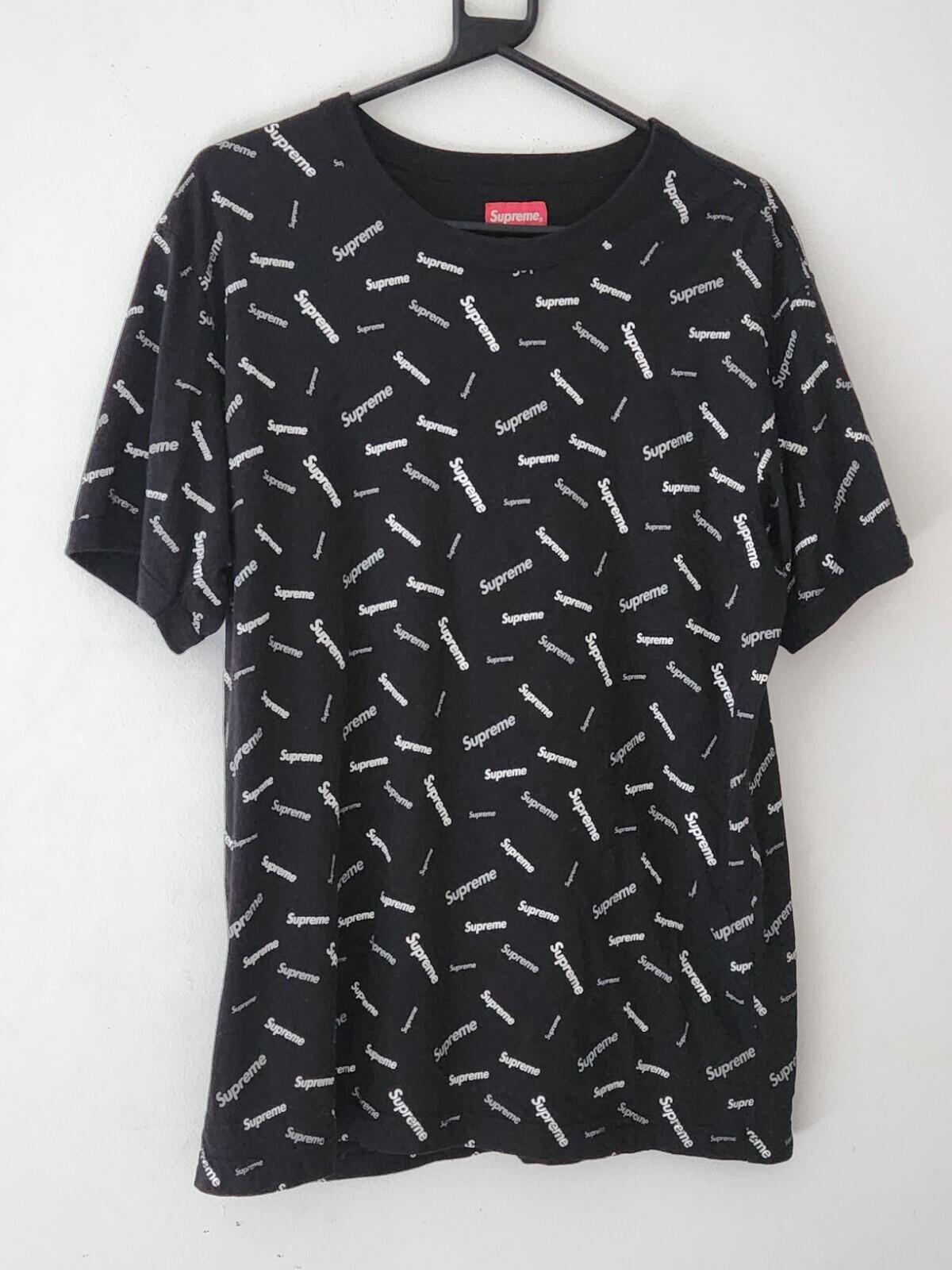 FW18 Supreme Scatter Ringer Tee size M medium Black White Logos T-shirt