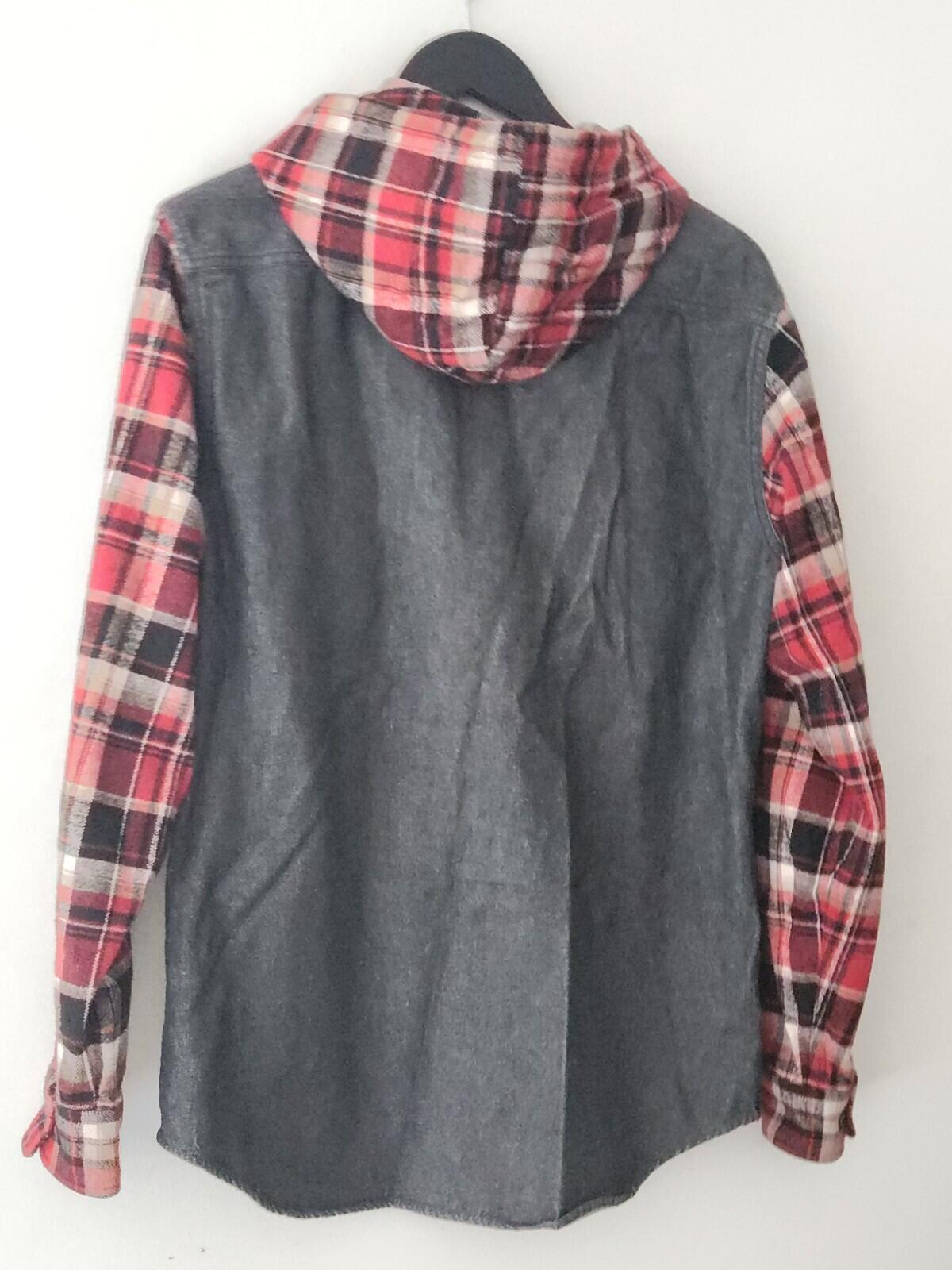 FW13 Supreme Hooded Plaid Denim Shirt Indigo Size M