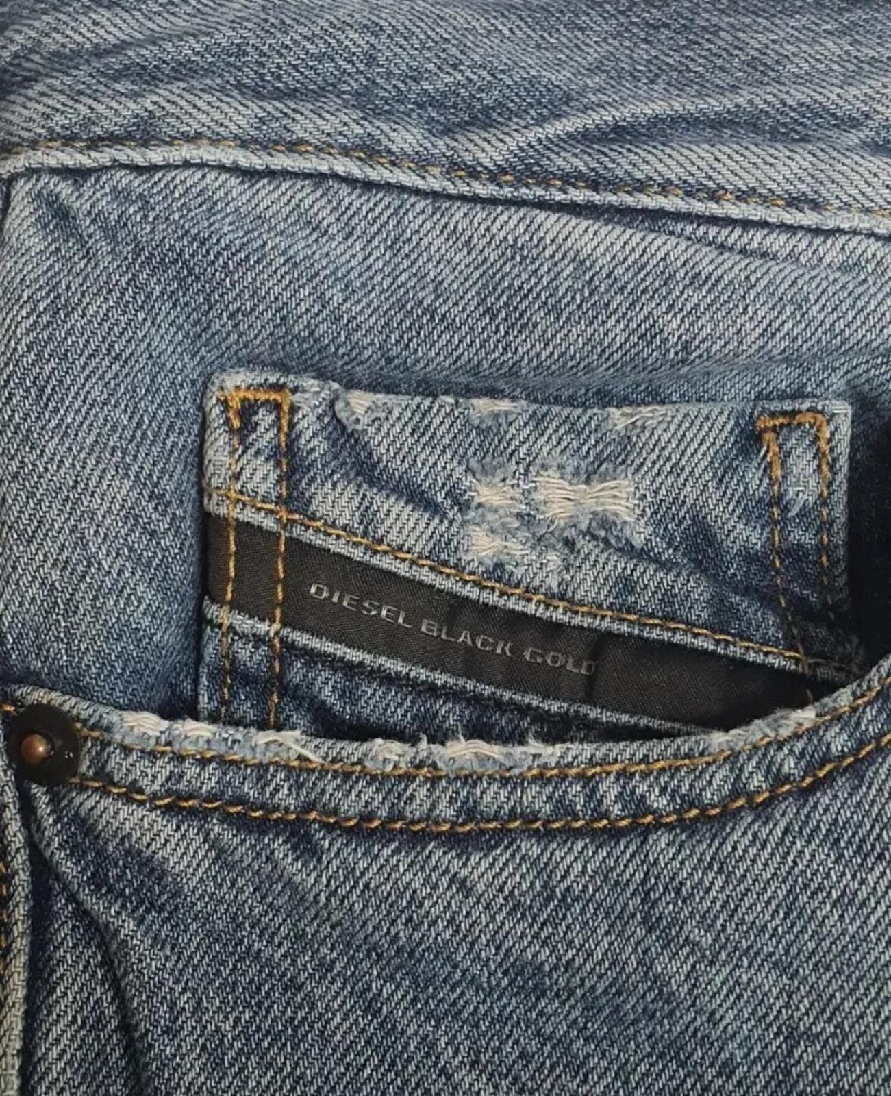 DIESEL Black Gold Graffity Print Jeans Denim Blue Size 30 W30 L30