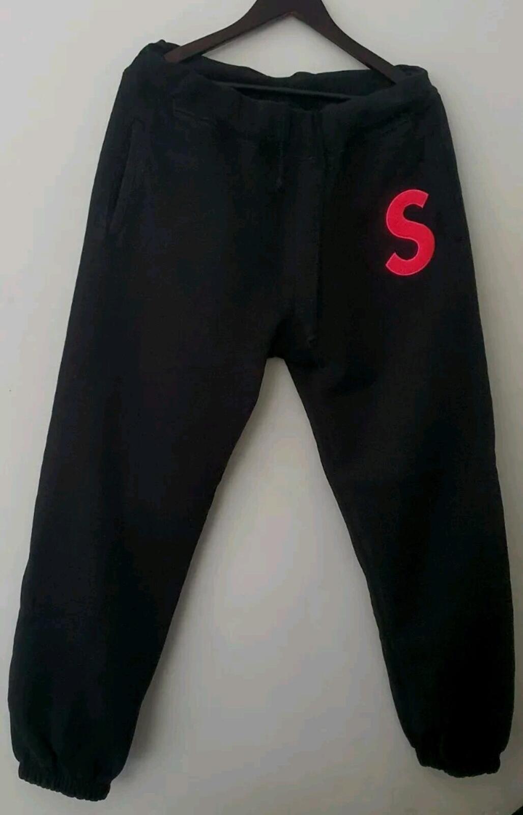Set of FW19 Supreme S Logo sweatpant + Hooded Sweatshirt Black Hoodie Pants M