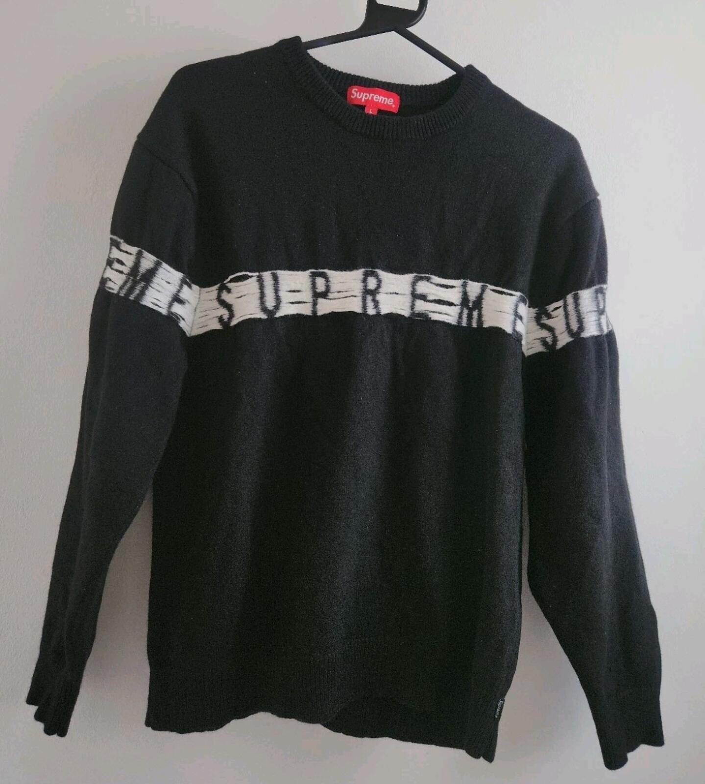 SS21 Supreme Inside Out Logo Sweater size S Small black jumper merino wool