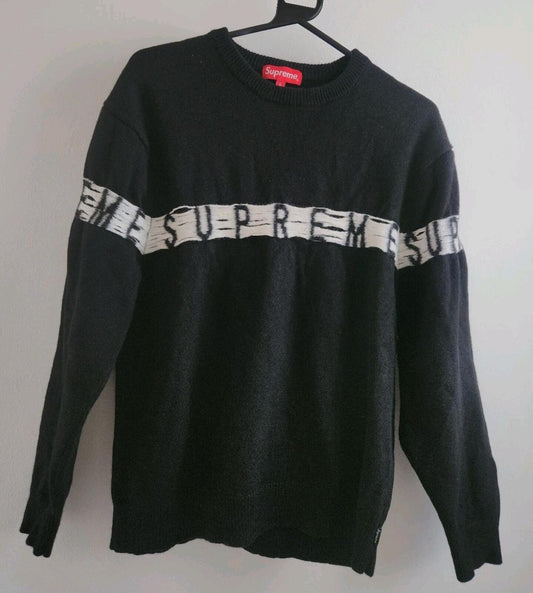 SS21 Supreme Inside Out Logo Sweater size S Small black jumper merino wool