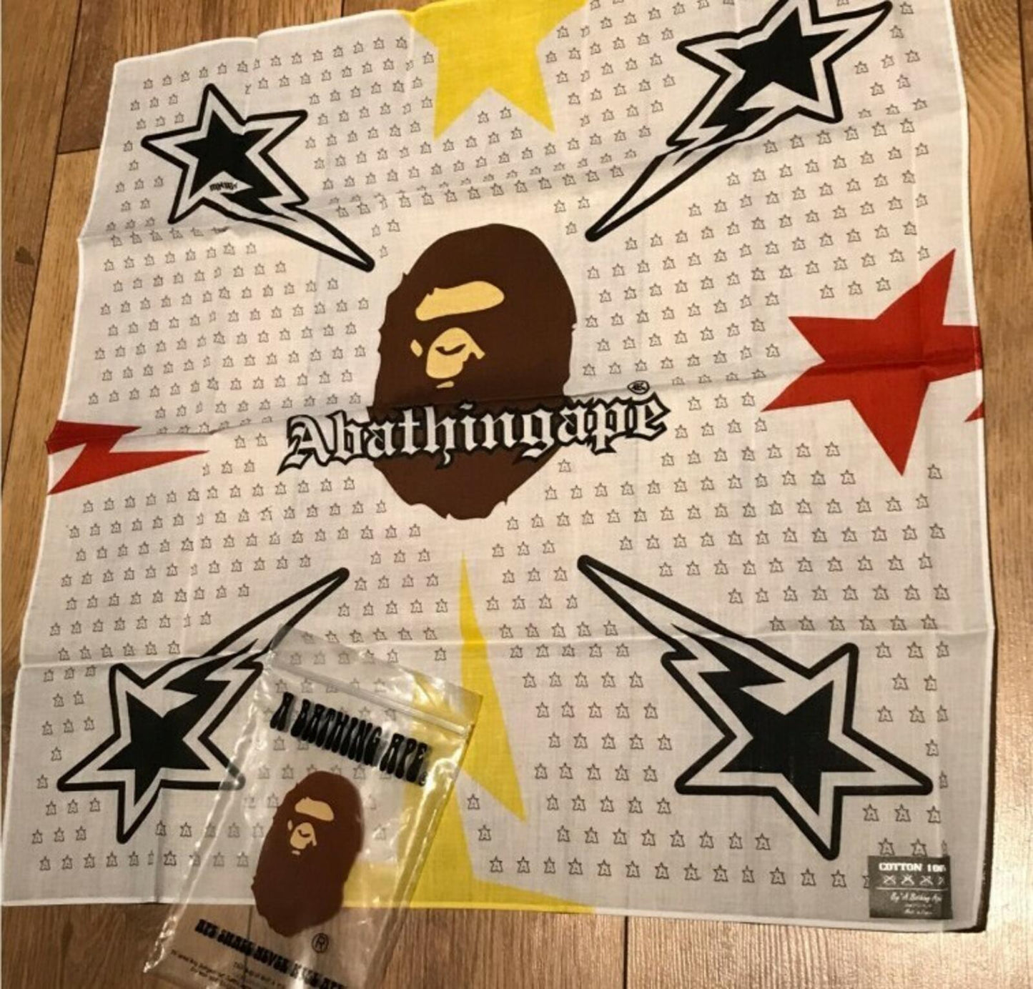 A BATHING APE Bapesta Head Bandana White BAPE rare made in Japan scarf Vintage