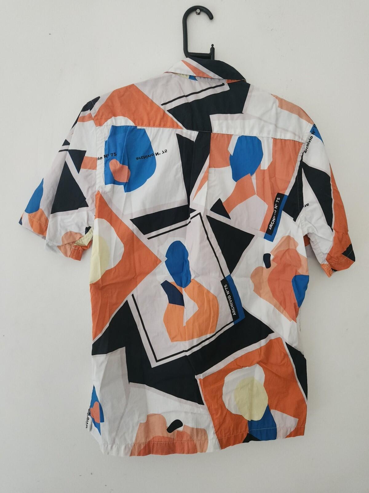 ZARA Abstraktes Hemd Kurzarm Größe S Small Relaxed Fit Made In Portugal