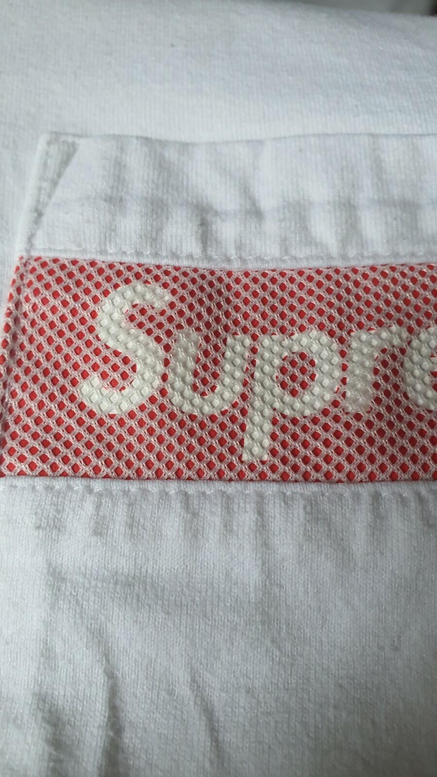 SS19 Supreme Mesh Stripe Pocket tee S/S Top size L Large white t-shirt box logo