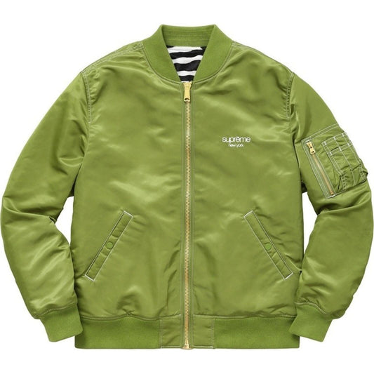 Chaqueta MA-1 Reversible Supreme Contrast Stitch Verde Cebra Talla M SS17