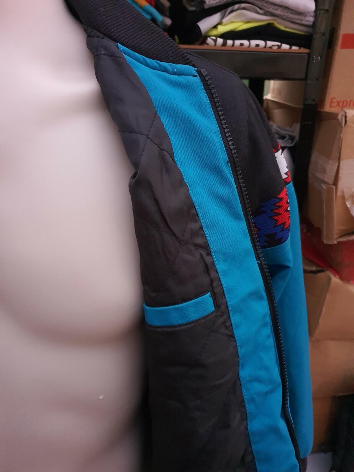 SS17 Supreme Trail jacket S small Teal small box logo Jacquard Graphic Rib Yoke