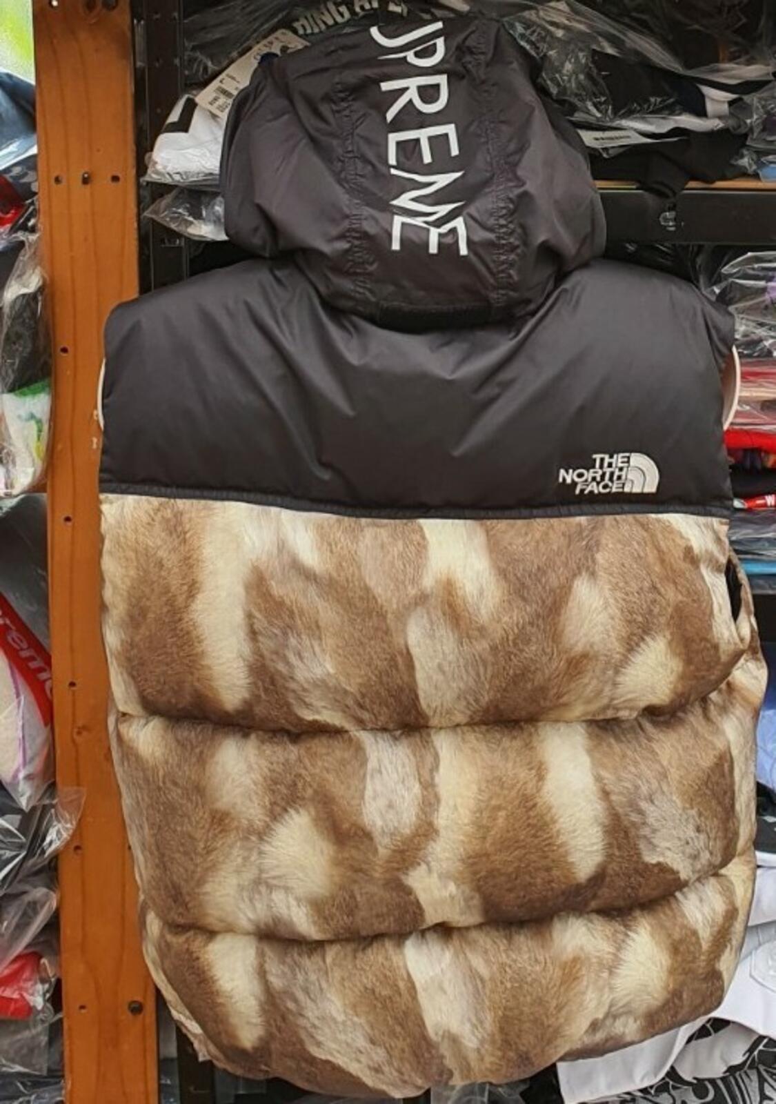 FW13 Supreme x The North Face Fur Nuptse Vest Jacket 700 Fill Goose Down Size L
