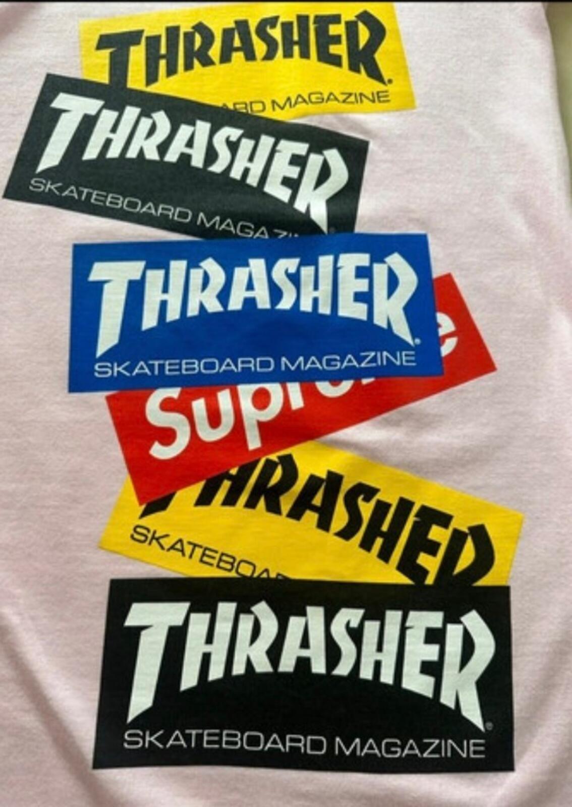 FW21 Supreme x Thrasher Multi Logo L/S tee t-shirt Light pink L Large