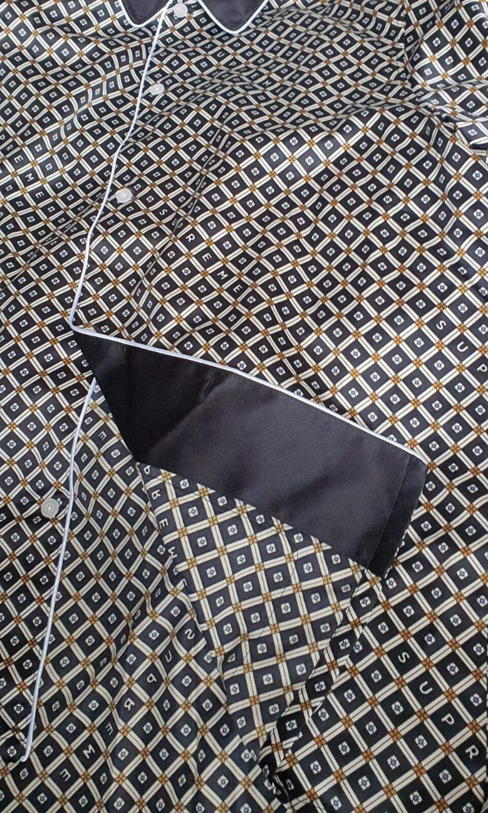 SS20 Supreme Satin Pajama set ( shirt + trousers) Black Size L Nightwear