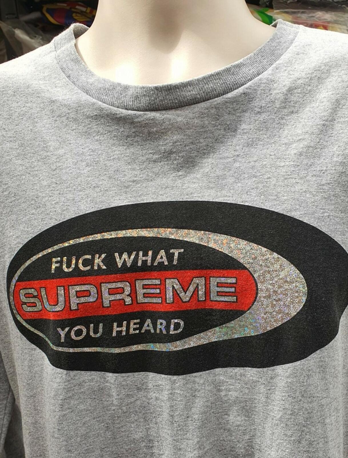 FW16 Supreme F UCK WHAT YOU HEARD L/S tee grey Long sleeve M medium T-shirt