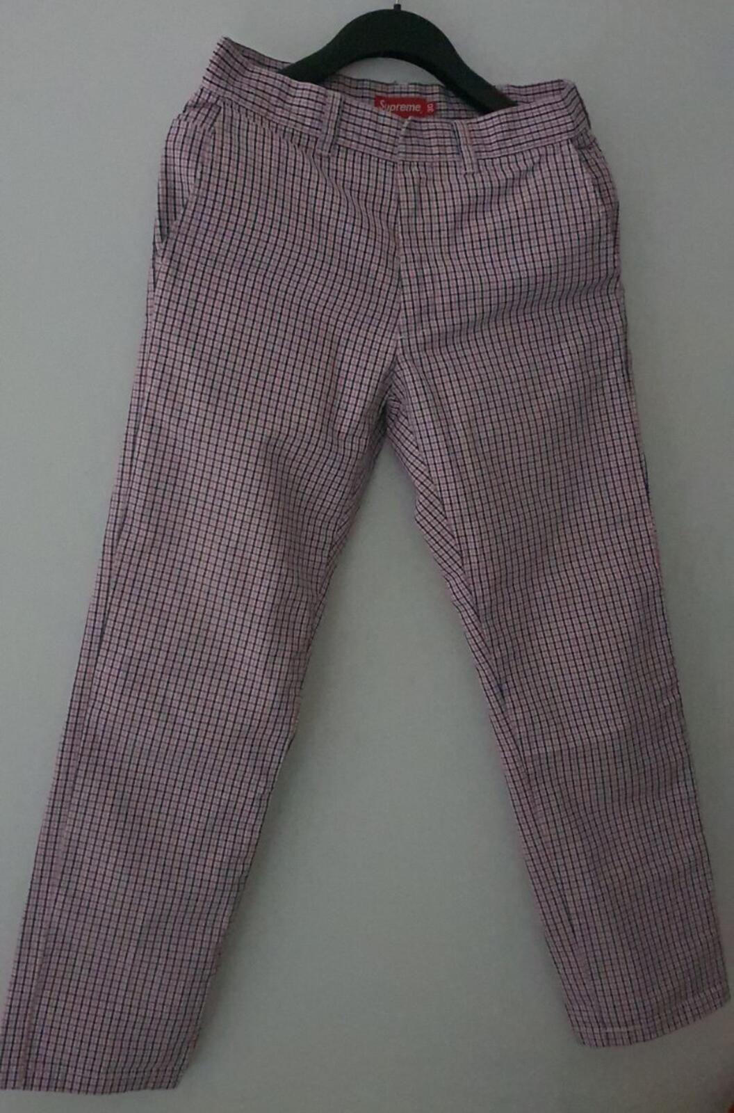 SS16 Supreme Mini Check Work Pant size 34 W34 L32 zip up trousers pants pink