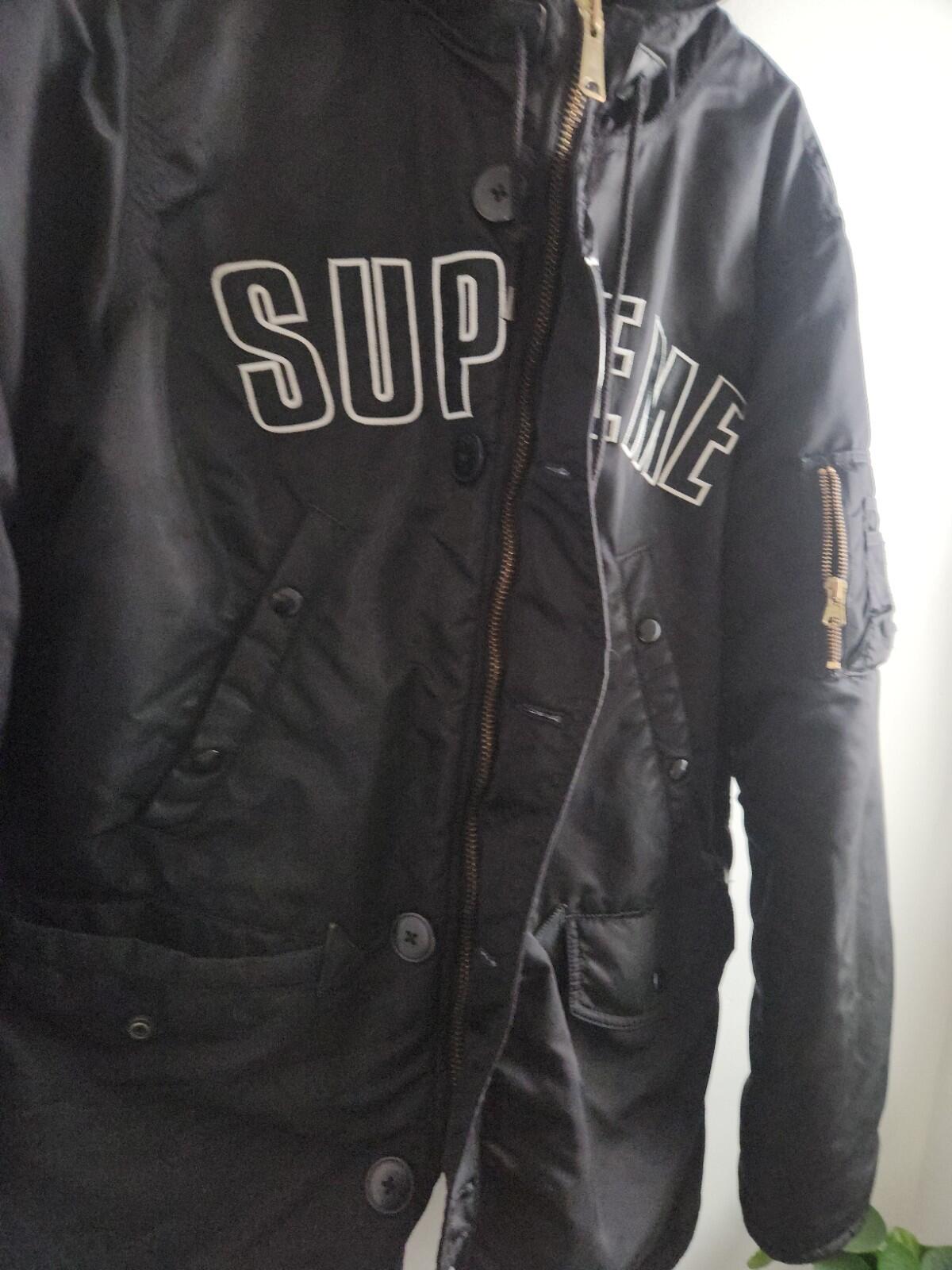 FW16 Supreme Arc Logo N-3B Parka M Medium Black Coat Bomber Jacket Justin Bieber
