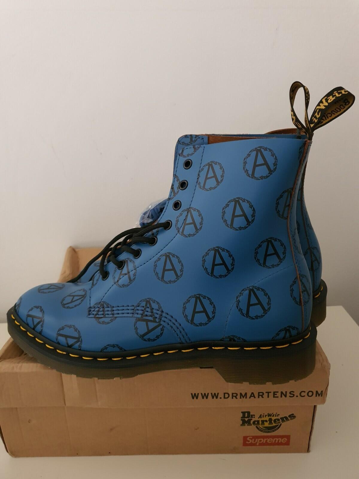 FW16 Supreme Undercover Dr. Martens 8-Eye anarchy blue boots UK 10 EUR 45 US 11