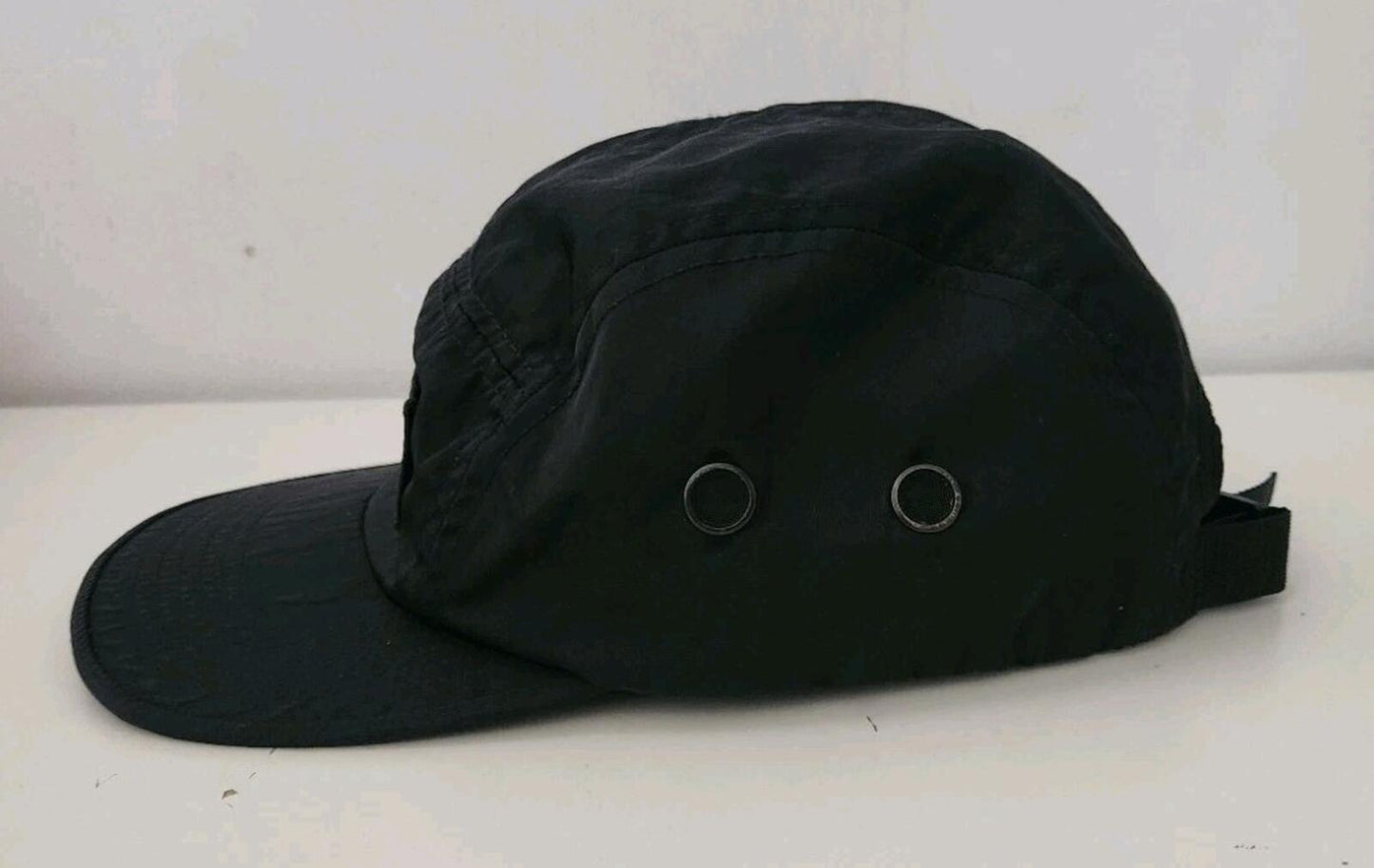FW17 Supreme Washed Nylon Camp Cap Hat Black Box Logo Military