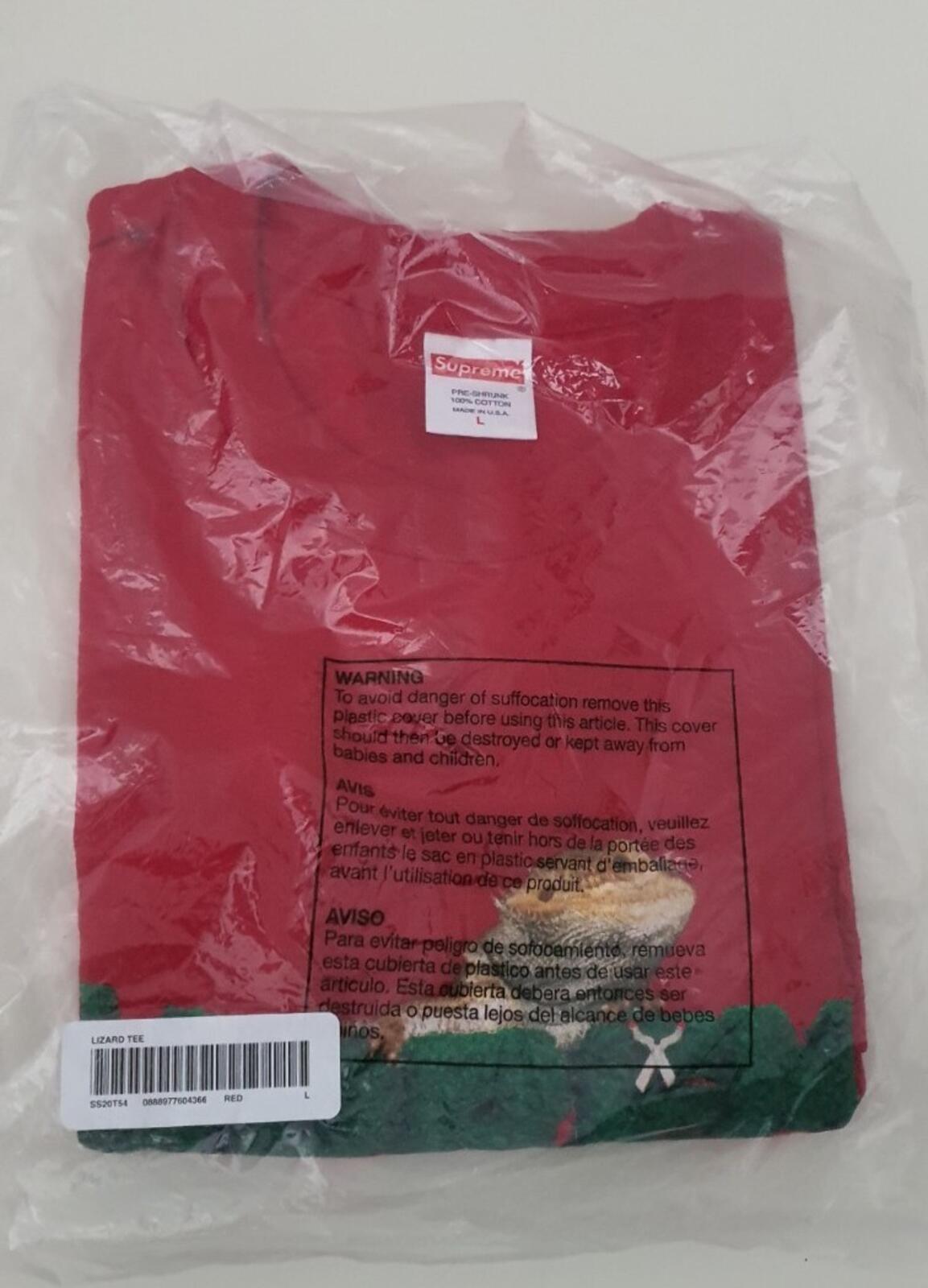 SS20 Supreme Lizard tee New And Unopened Red T-shirt size L Large