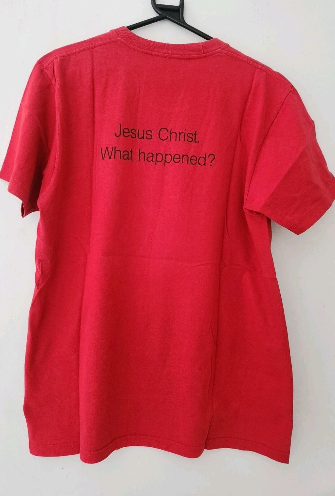 SS15 Supreme KIDS 40OZ red Tee L large T-shirt Jesus Christ what happened? Rare