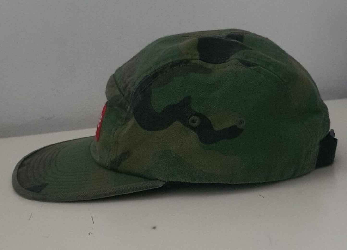 SS17 Supreme Front Panel Zip camp cap Woodland Camo Hat Red box logo