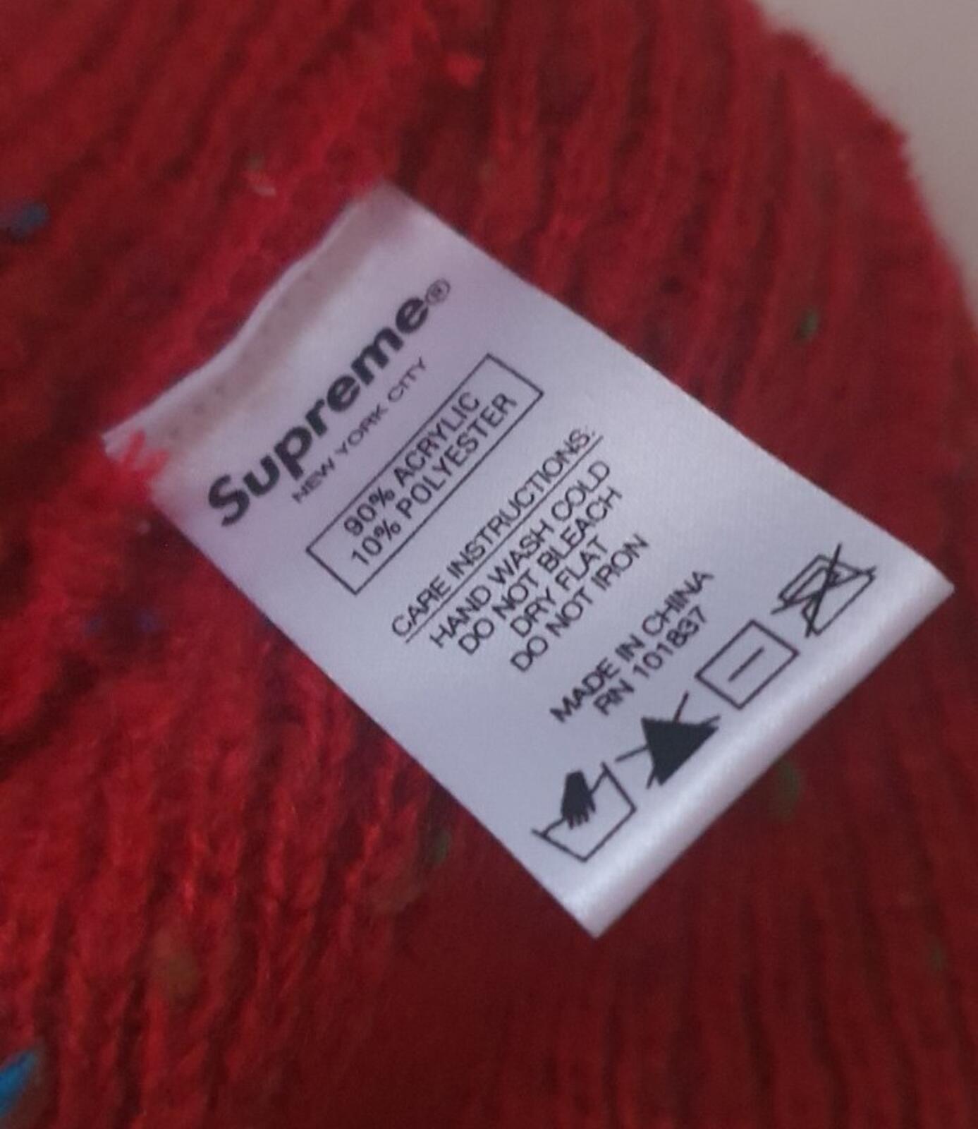 FW18 Supreme Colored Speckle beanie Dark Red Hat Worn 1x