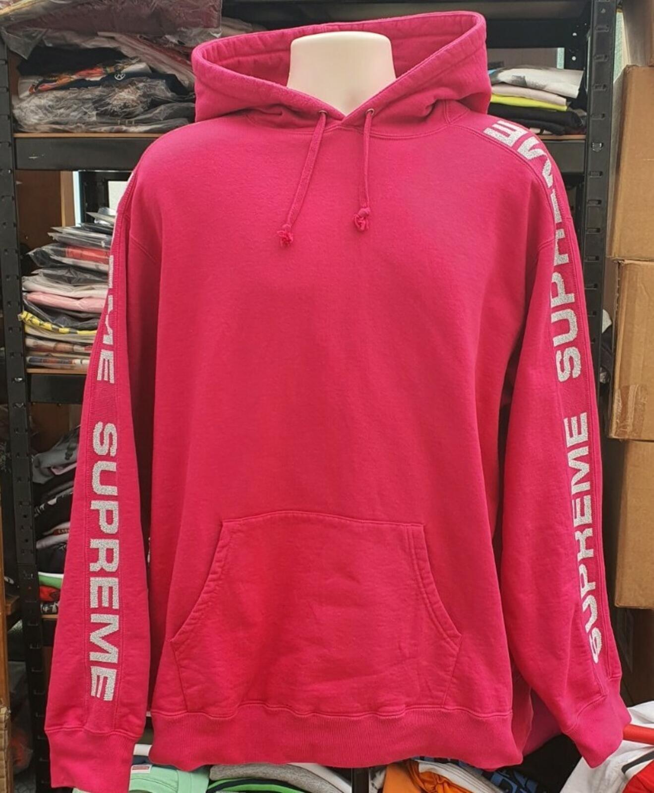 SS20 Supreme Metallic Rib Fuchsia Kapuzenpullover Größe XL Hoodie
