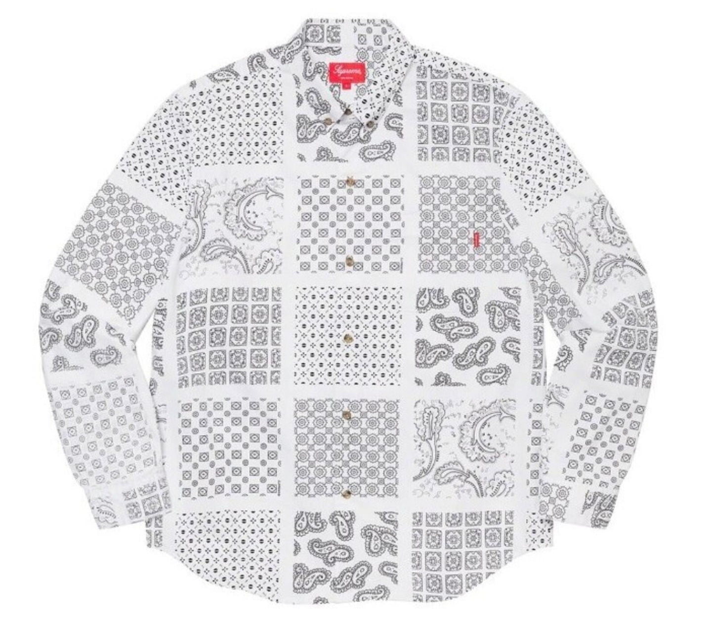 SS20 Supreme Paisley Grid Shirt White Size XL