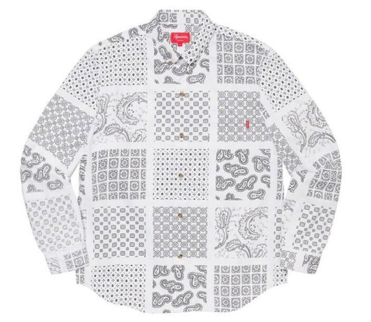 SS20 Supreme Paisley Grid Shirt White Size XL