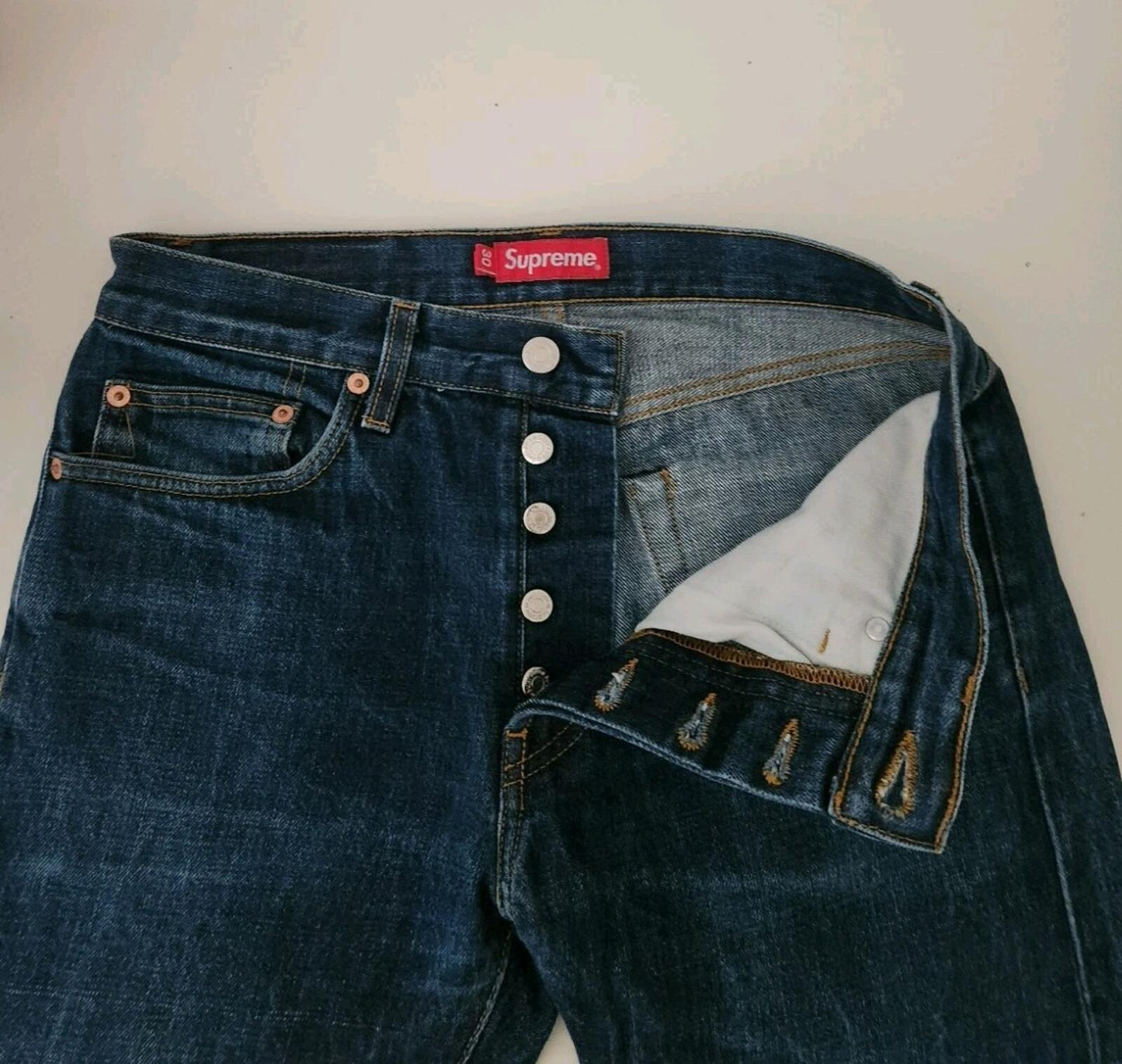 Supreme denim jeans size 30 W30 L30 slim blue Made In U.S.A Trousers