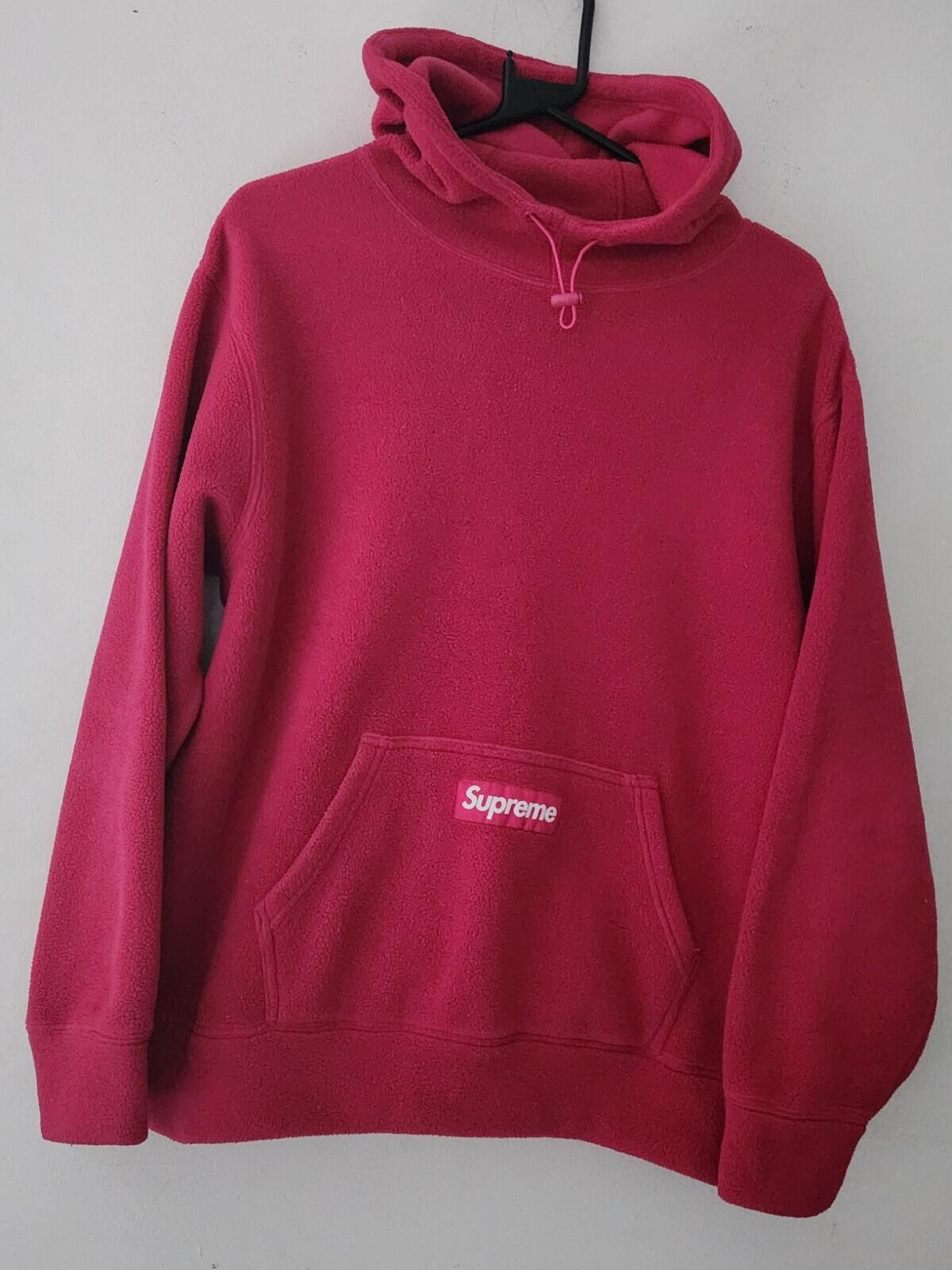 FW21 Supreme Polartec Hooded Sweatshirt Size S Small Pink Fleece Magenta Hoodie