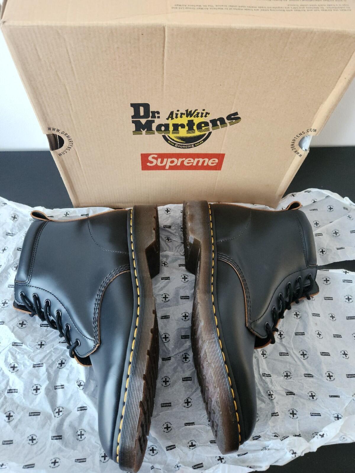 FW15 Supreme x Dr. Martens 6-Eye Boots Black UK 10 EU 45 US 11 Leather
