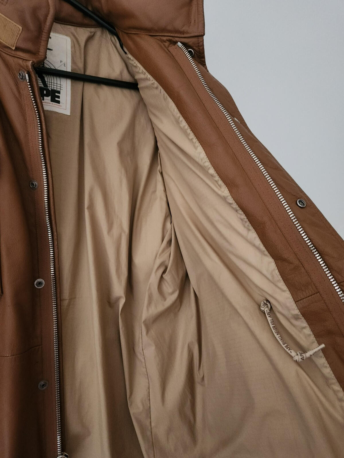 A BATHING APE Leather 90's M-65 jacket Brown Vintage Bape Cowhide Size L Large