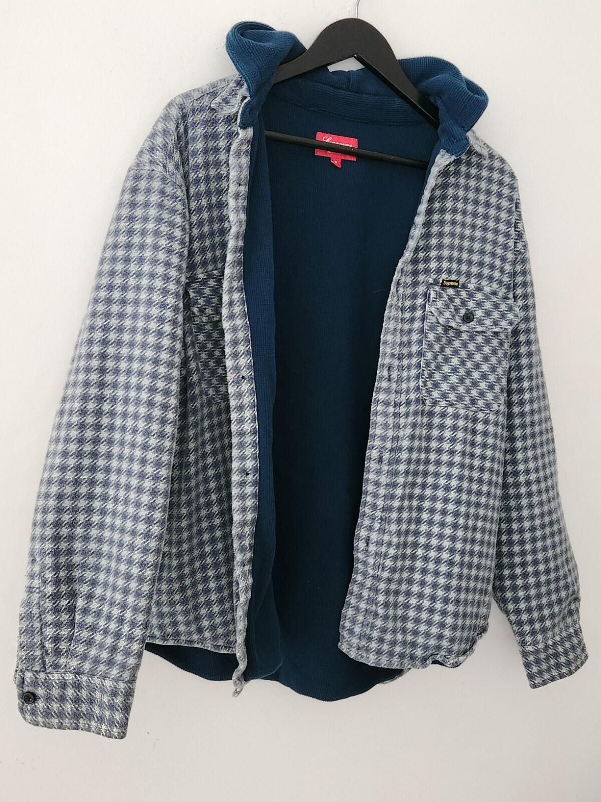 SS22 Supreme Houndstooth Flannel Hooded Shirt S Small