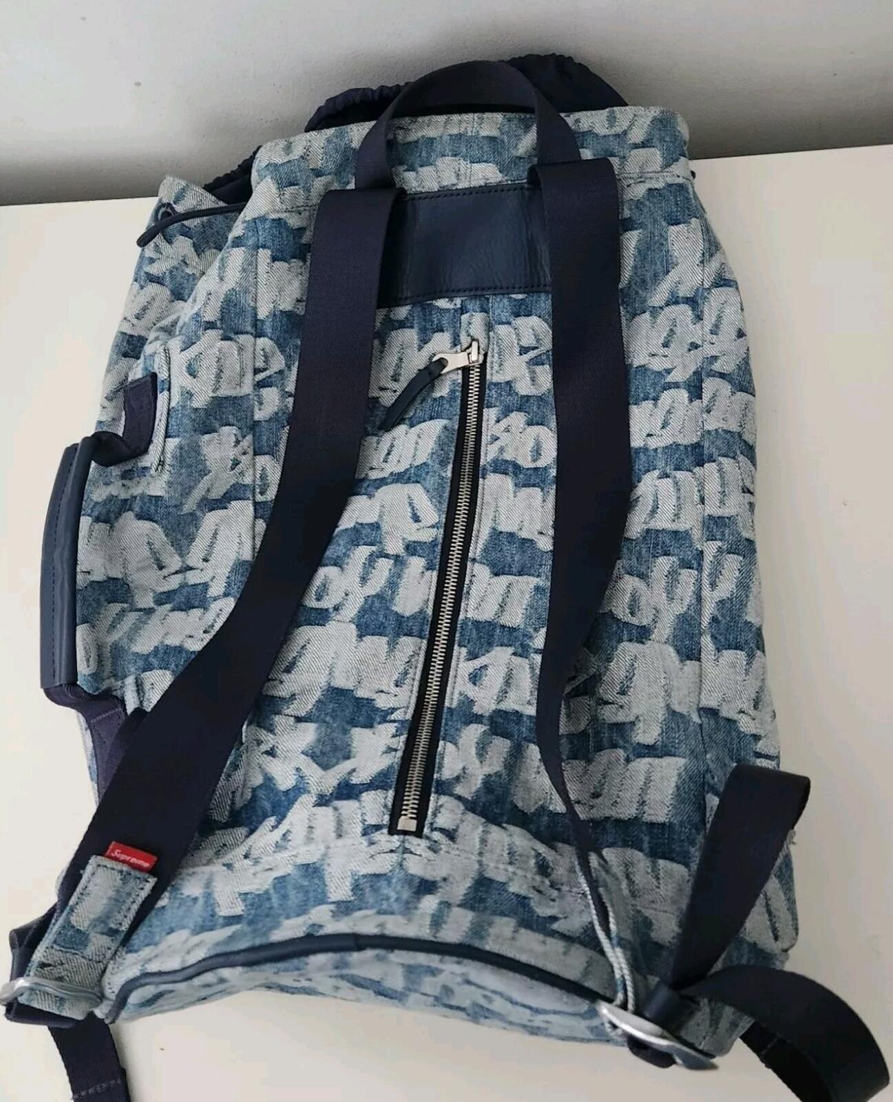 SS22 Supreme Fat Tip Jacquard Denim Backpack bag Blue