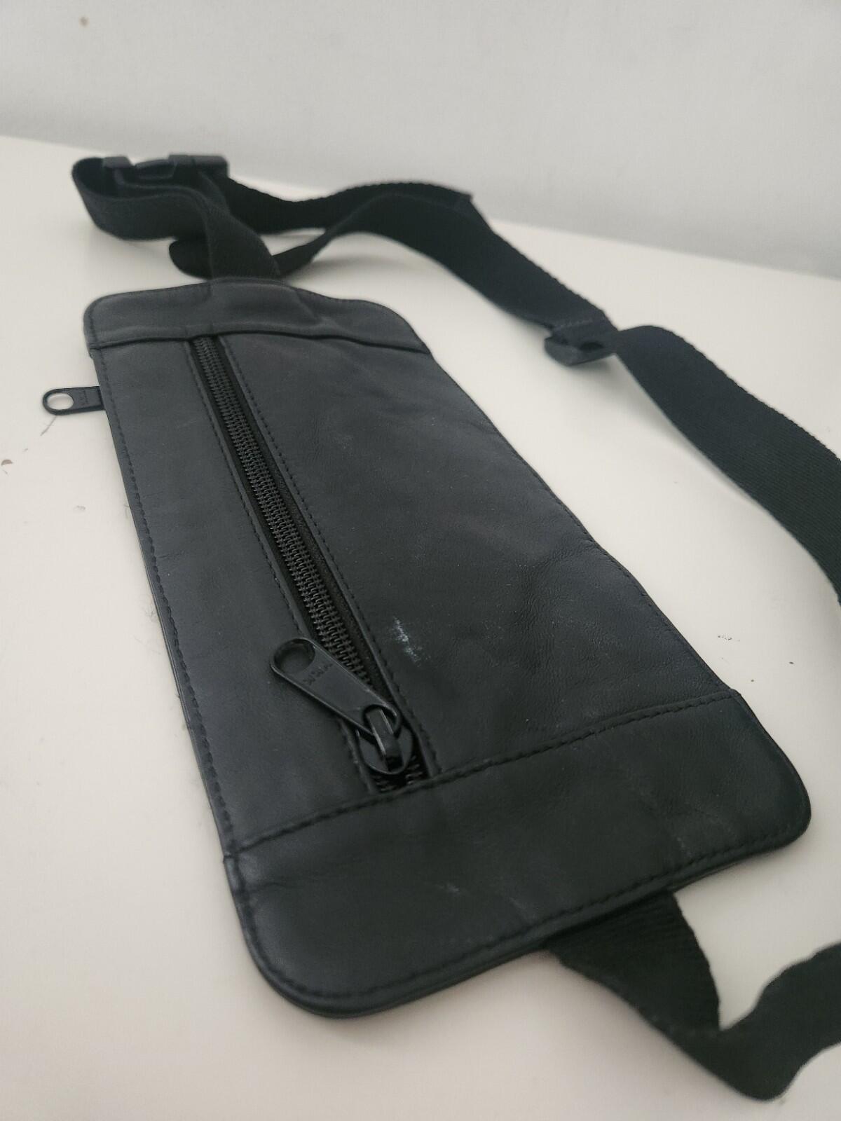 SS19 Supreme Cowhide Leather Waist  Shoulder Bag Black