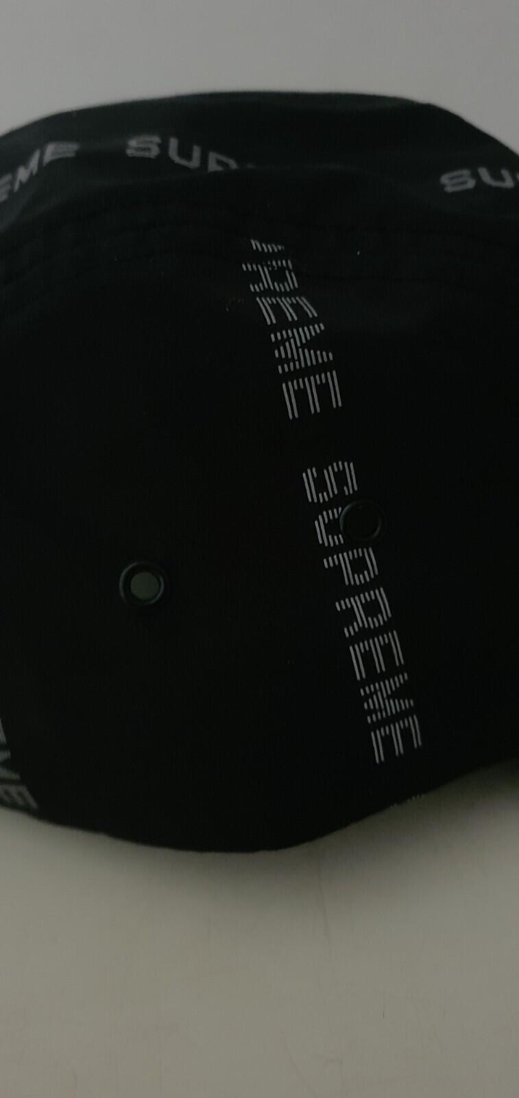 FW18 Supreme reflective text camp cap black hat water resistant jacquard logo