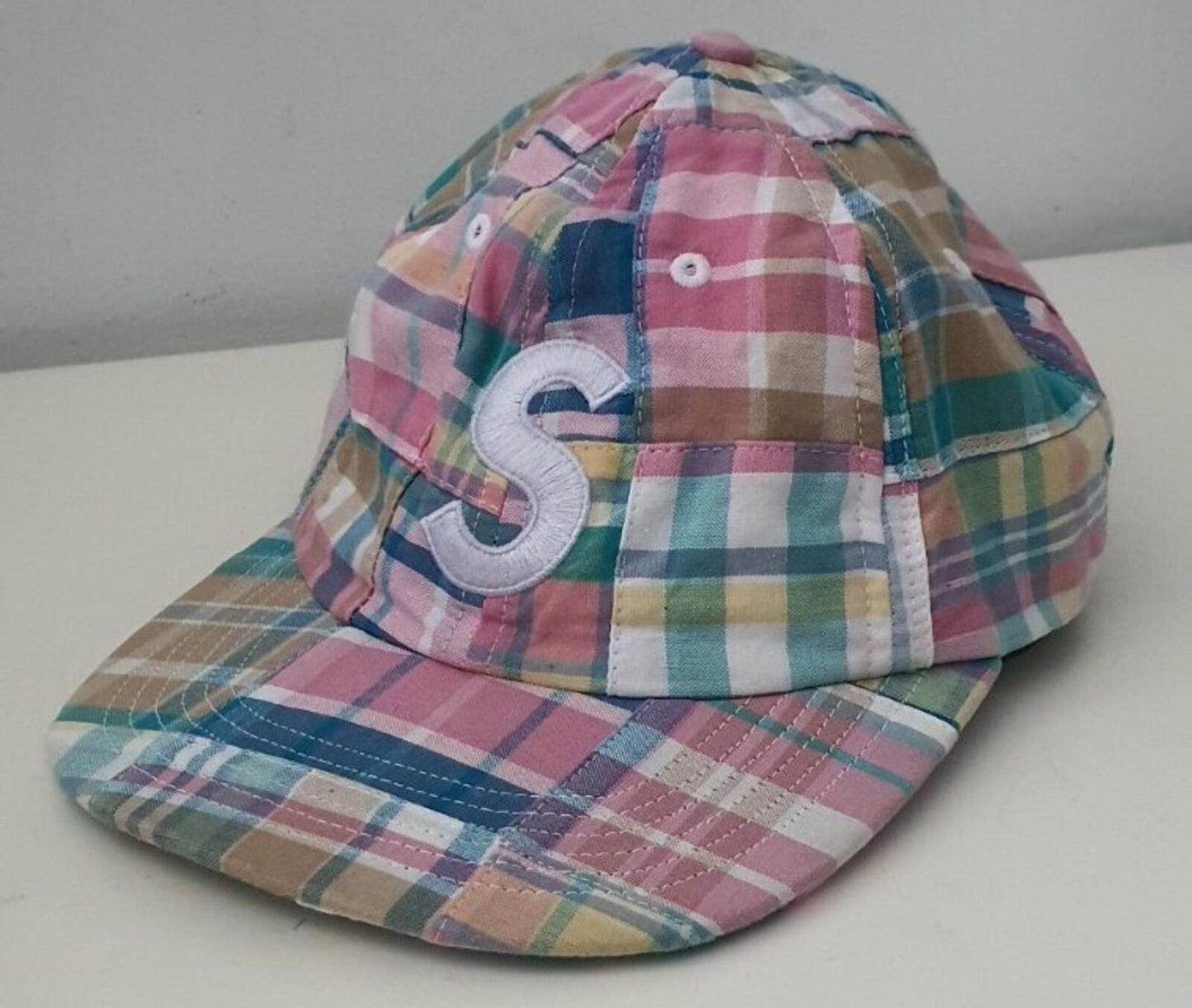 SS19 Supreme Patchwork Madras S Logo 6-Panel cap Multicolour hat