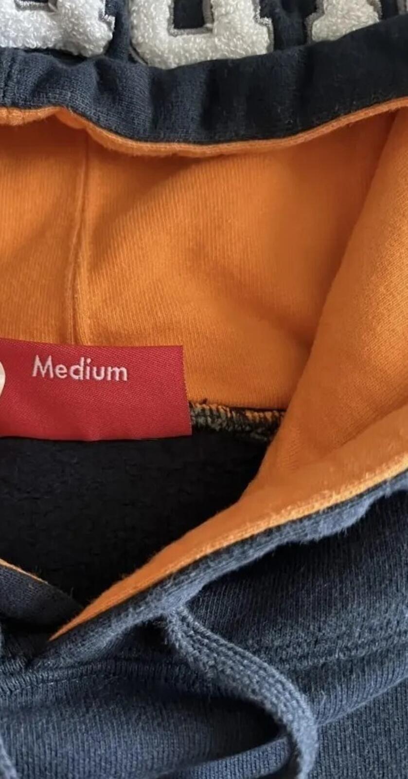 FW18 Supreme Paneled Hooded Sweatshirt Navy Size M