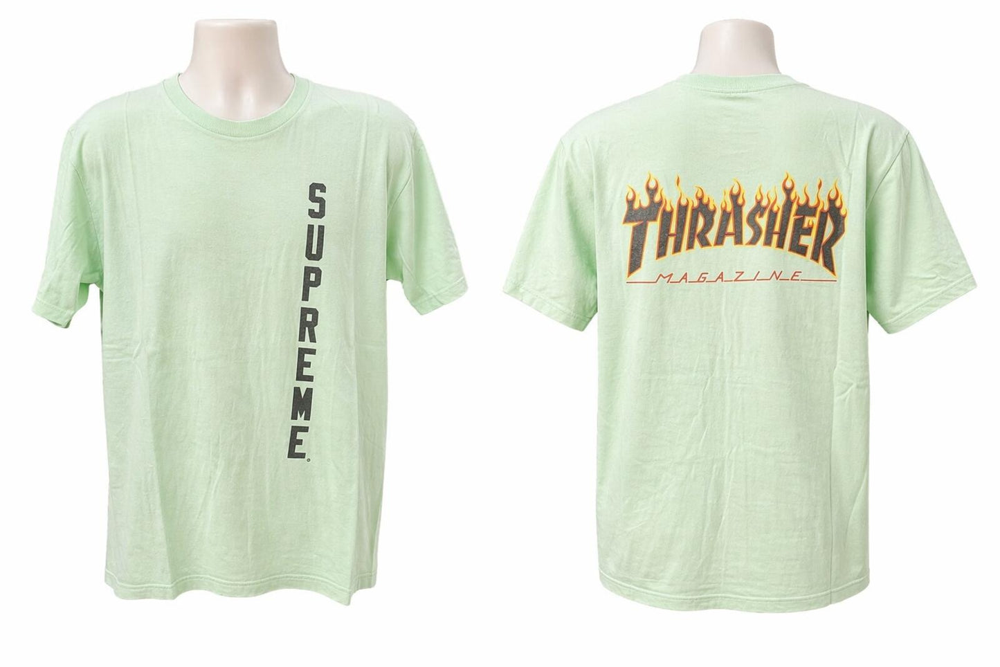 SS15 Supreme x Thrasher Flames Tee Lime Size L