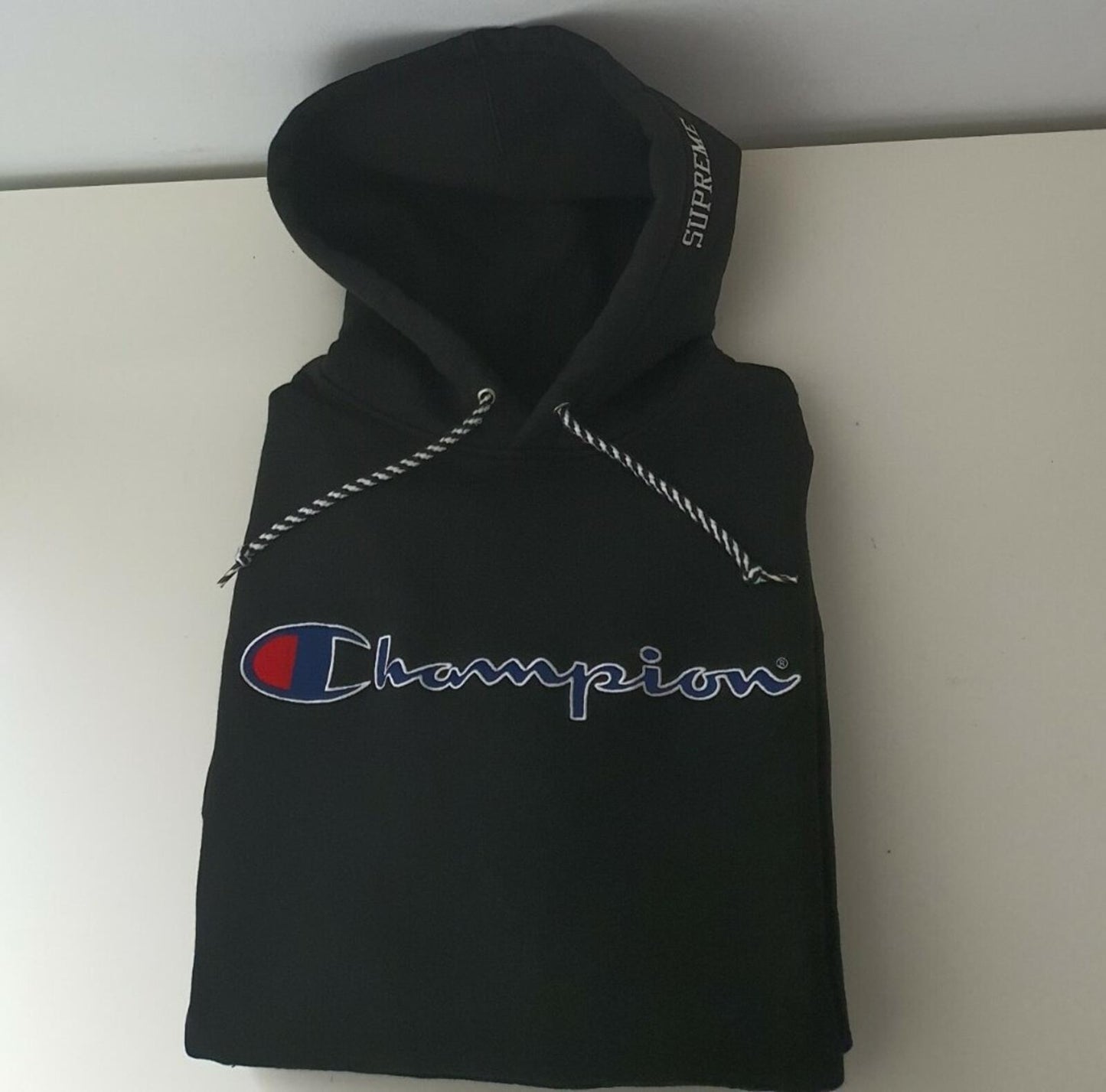 SS15 SUPREME x Champion sudadera con capucha negra talla L grande / M mediana Rara