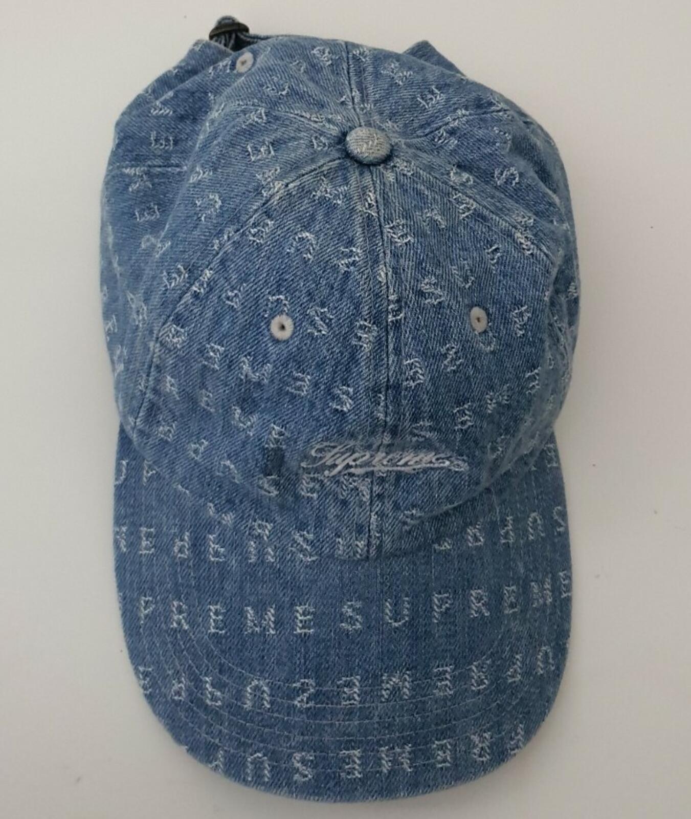 Gorra de 6 paneles de mezclilla con logotipos de Jacquard Supreme SS20, color azul
